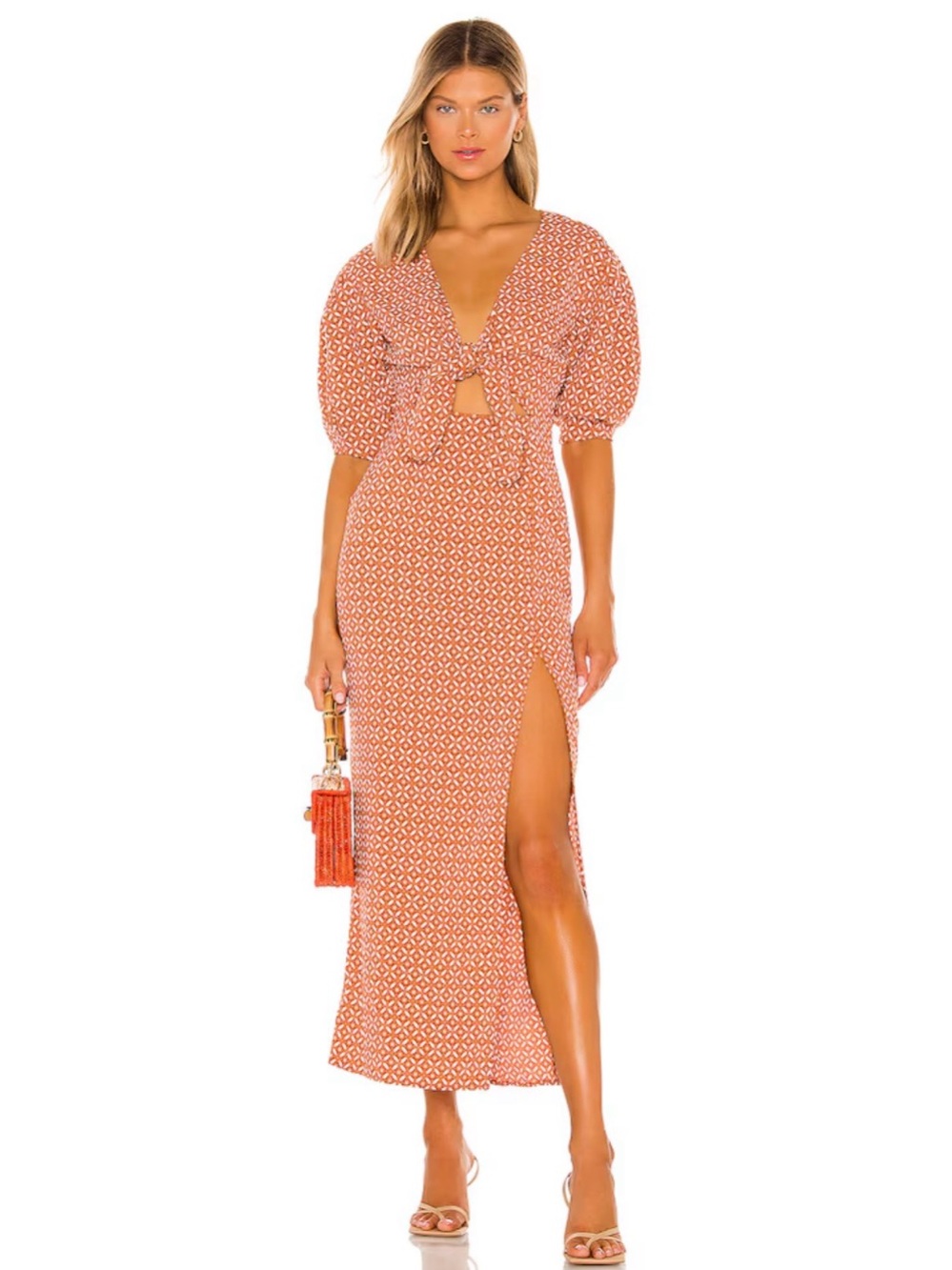 House Of Harlow 1960- Revolver Vincenza  Maxi Dress in Geo Tile Print Size Small